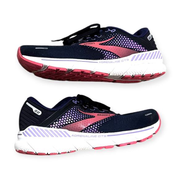 Brooks Black Purple Coral Adrenaline GTS 22 Running Shoes Women's Size 9 - Picture 6 of 12